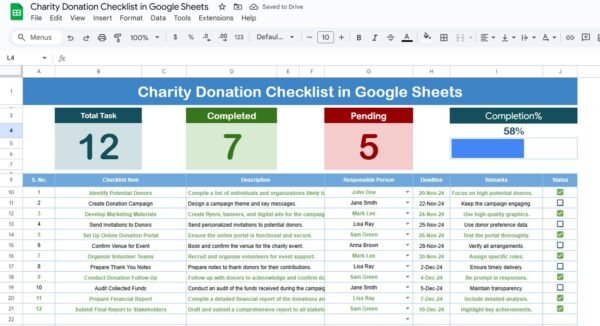 Charity Donation Checklist in Google Sheets - Image 2