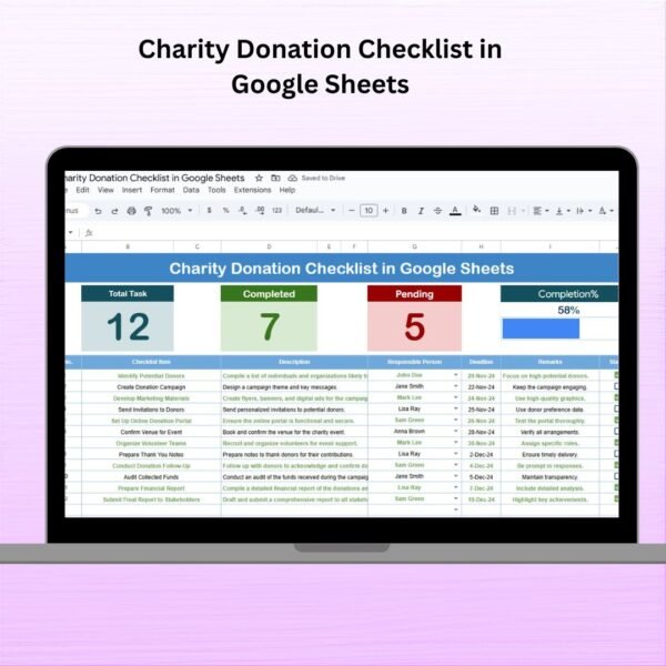Charity Donation Checklist in Google Sheets