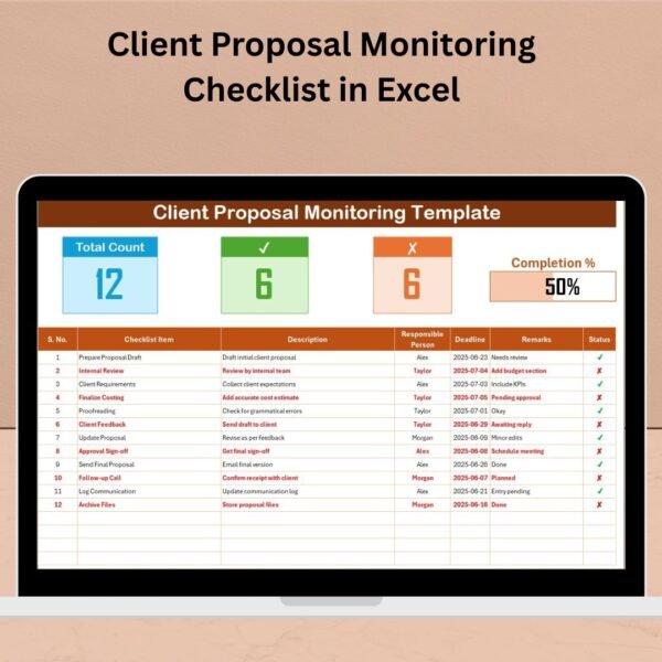 Client Proposal Monitoring Checklist in Excel