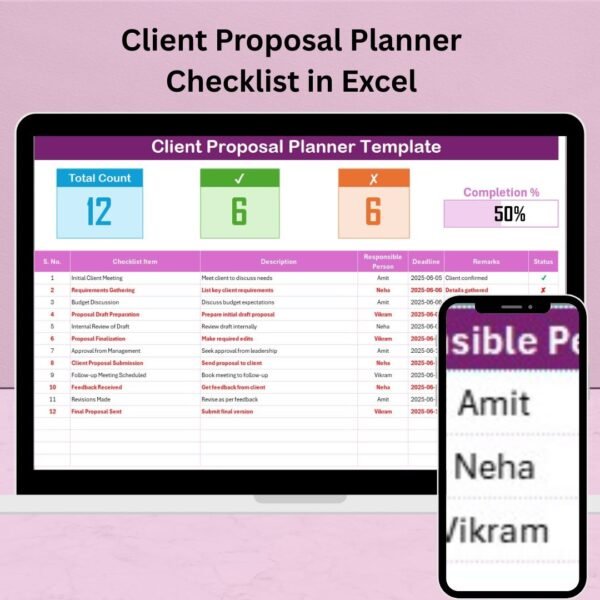 Client Proposal Planner Checklist in Excel