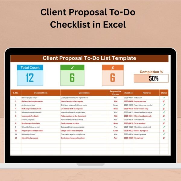 Client Proposal To-Do Checklist in Excel