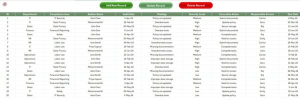 Compliance Audit Tracker in Excel - Image 5