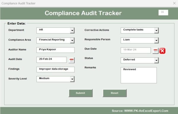 Compliance Audit Tracker in Excel - Image 7