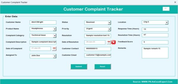 Customer Complaint Tracker in Excel - Image 7