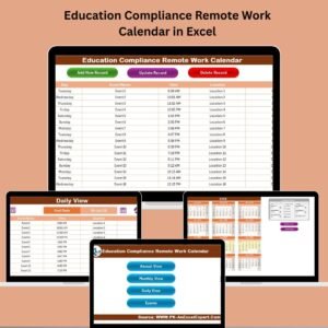Education Compliance Remote Work Calendar in Excel