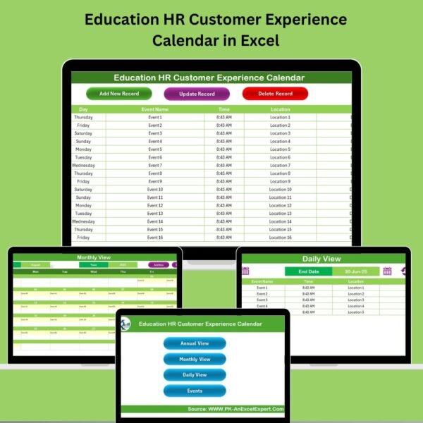 Education HR Customer Experience Calendar in Excel