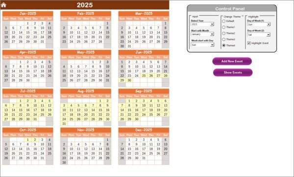 Education HR Remote Work Calendar in Excel - Image 3
