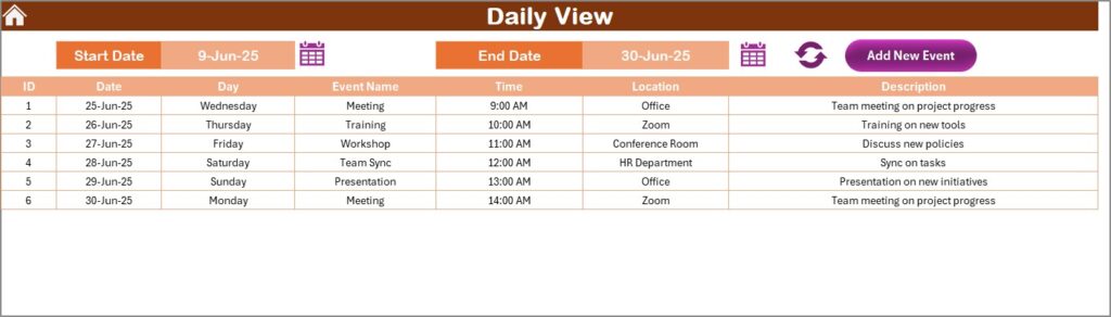 Education HR Remote Work Calendar in Excel - Next Gen Templates