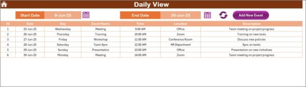Education HR Remote Work Calendar in Excel - Image 5