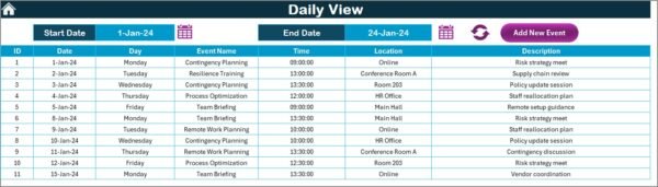 Education HR Supply Chain Resilience Calendar in Excel - Image 5