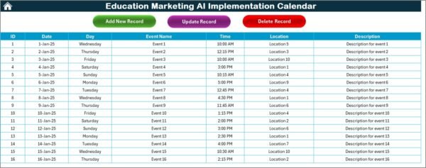 Education Marketing AI Implementation Calendar in Excel - Image 6