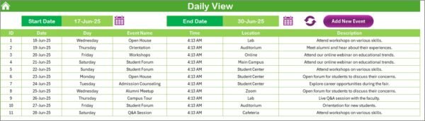 Education Marketing Customer Experience Calendar in Excel - Image 5