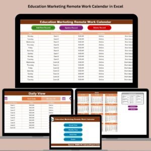 Education Marketing Remote Work Calendar in Excel