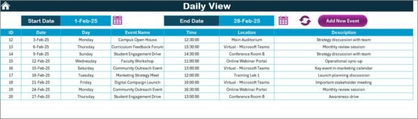 Education Marketing Supply Chain Resilience Calendar in Excel - Image 5