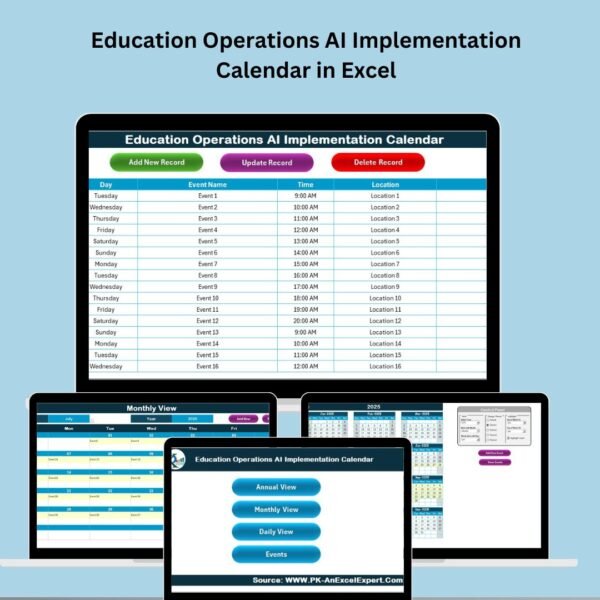 Education Operations AI Implementation Calendar in Excel