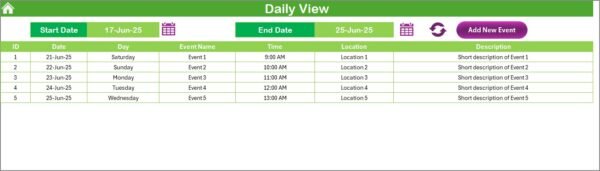 Education Operations Remote Work Calendar in Excel - Image 5