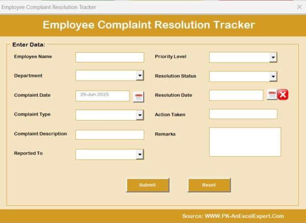 Employee Complaint Resolution Tracker in Excel - Image 6