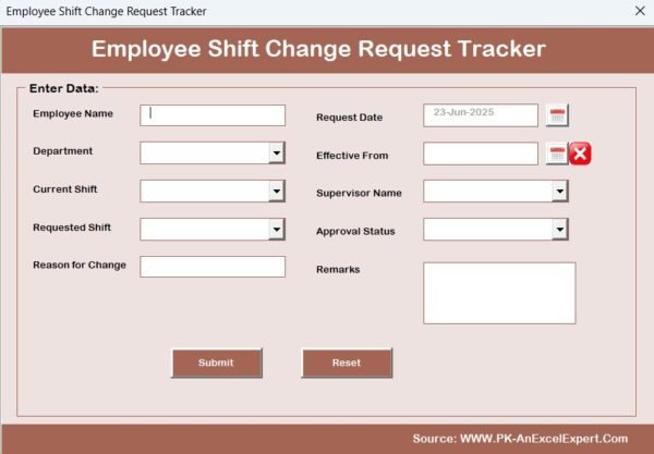 Employee Shift Change Request Tracker in Excel - Image 6