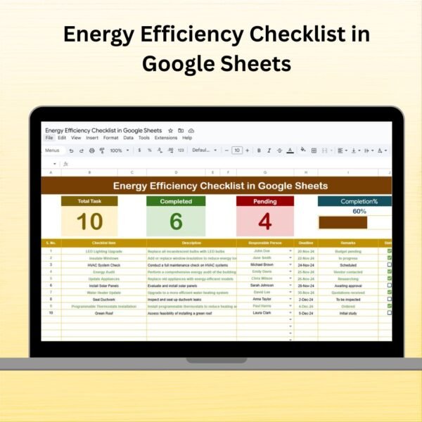 Energy Efficiency Checklist in Google Sheets