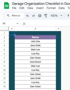 Garage Organization Checklist in Google Sheets - Next Gen Templates