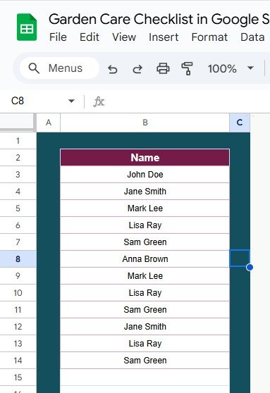 Garden Care Checklist in Google Sheets - Image 3