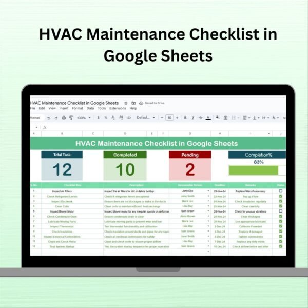HVAC Maintenance Checklist in Google Sheets