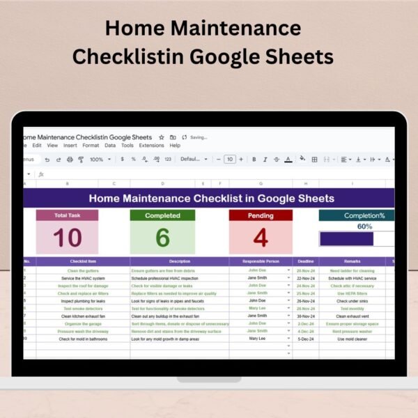 Home Maintenance Checklistin Google Sheets