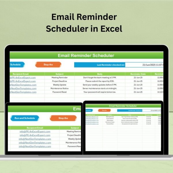 Email Reminder Scheduler in Excel