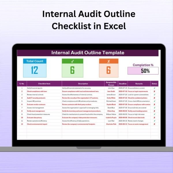 Internal Audit Outline Checklist in Excel