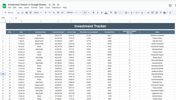 Investment Tracker in Google Sheets - Image 2