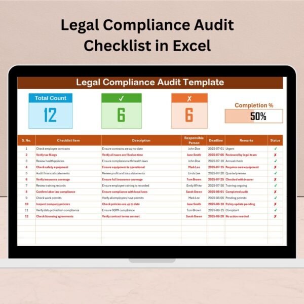 Legal Compliance Audit Checklist in Excel