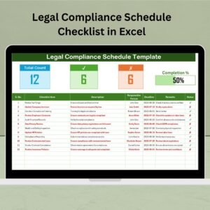 Legal Compliance Schedule Checklist in Excel