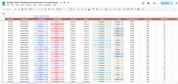 Multiple Project Management Dashboard in Google Sheets - Image 3