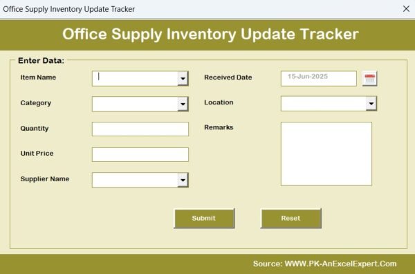 Office Supply Inventory Update Tracker in Excel - Image 6