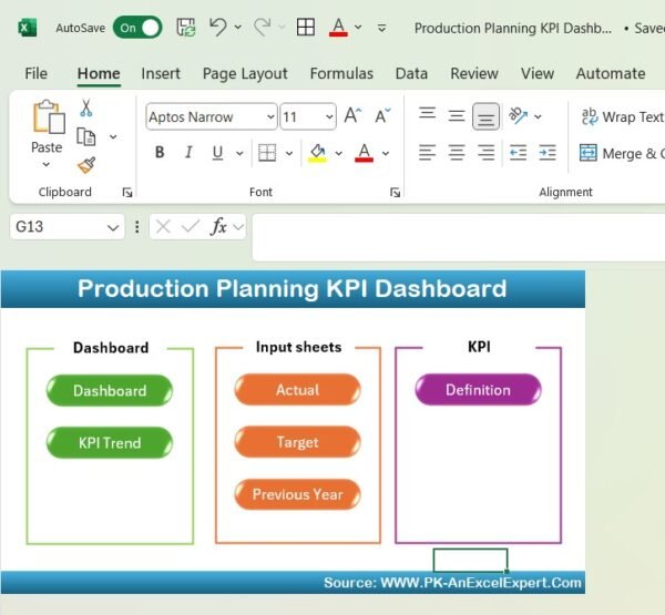 Production Planning KPI Dashboard in Excel - Image 2