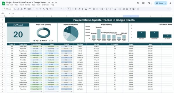 Project Status Update Tracker in Google Sheets - Image 2
