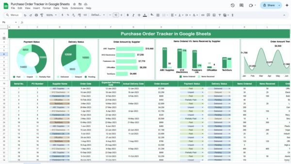 Purchase Order Tracker in Google Sheets - Image 2
