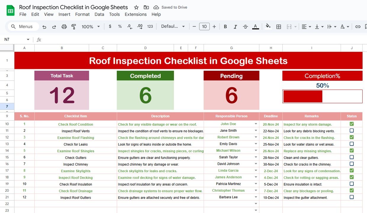 Roof Inspection Checklist