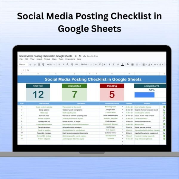 Social Media Posting Checklist in Google Sheets