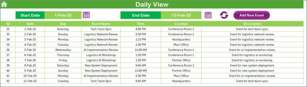 Technology Logistics AI Implementation Calendar in Excel - Image 5