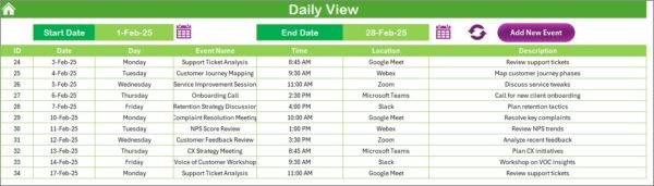Technology Logistics Customer Experience Calendar in Excel - Image 5