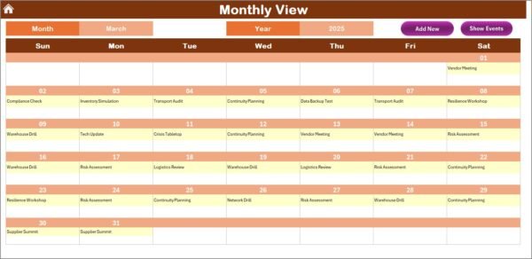 Technology Logistics Supply Chain Resilience Calendar in Excel - Image 4