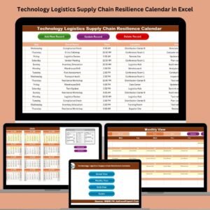 Technology Logistics Supply Chain Resilience Calendar in Excel