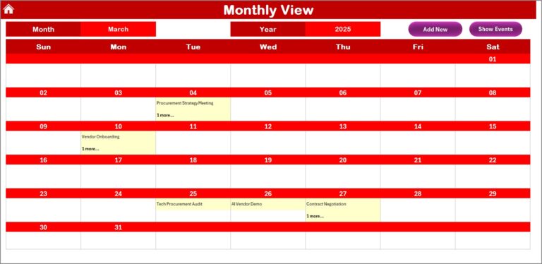 Technology Procurement AI Implementation Calendar in Excel - Next Gen ...
