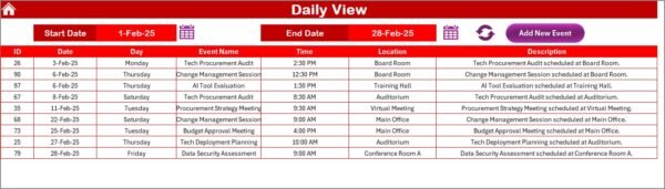 Technology Procurement AI Implementation Calendar in Excel - Image 5