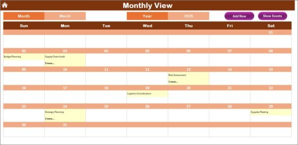 Technology Procurement Supply Chain Resilience Calendar in Excel - Image 4