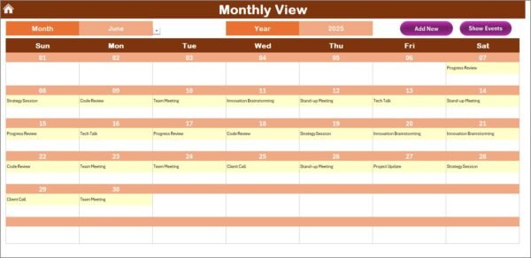 Technology R&D Remote Work Calendar in Excel - Image 4