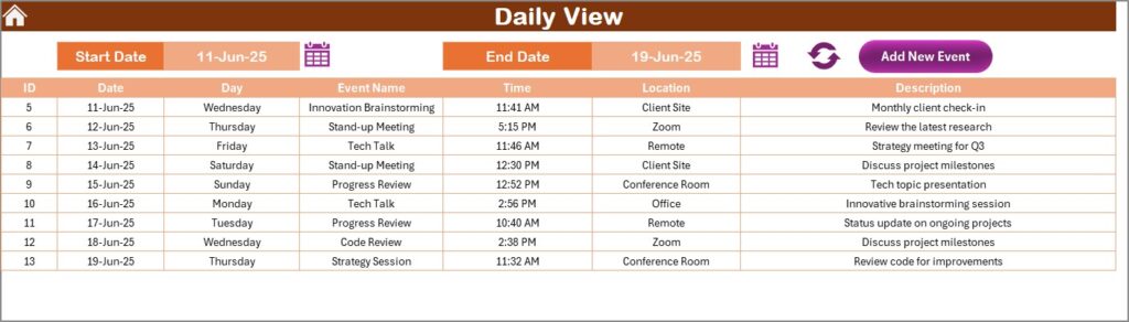 Technology R&D Remote Work Calendar in Excel - Next Gen Templates