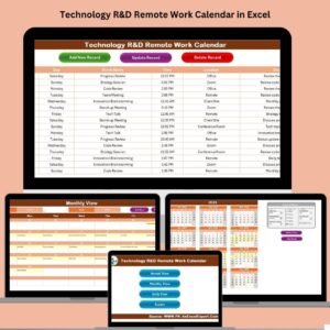 Technology R&D Remote Work Calendar in Excel