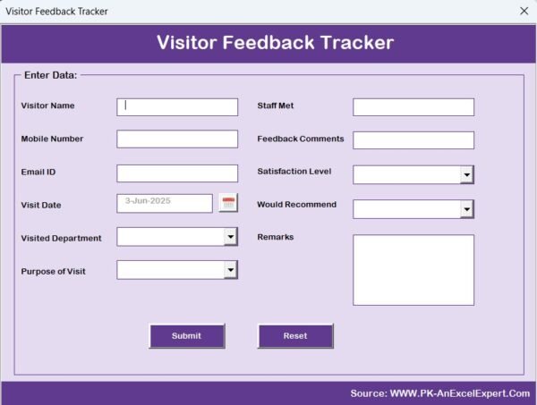 Visitor Feedback Tracker in Excel - Image 6